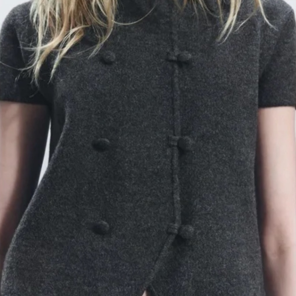 Zara Basic Knit Double Breasted Short-Sleeve Swea… - image 3